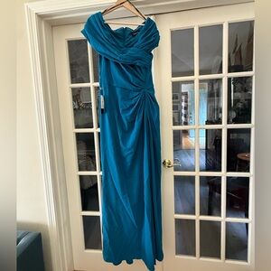 Tadashi Shoji Vibrant Blue Draped Dress (Gown, Prom)